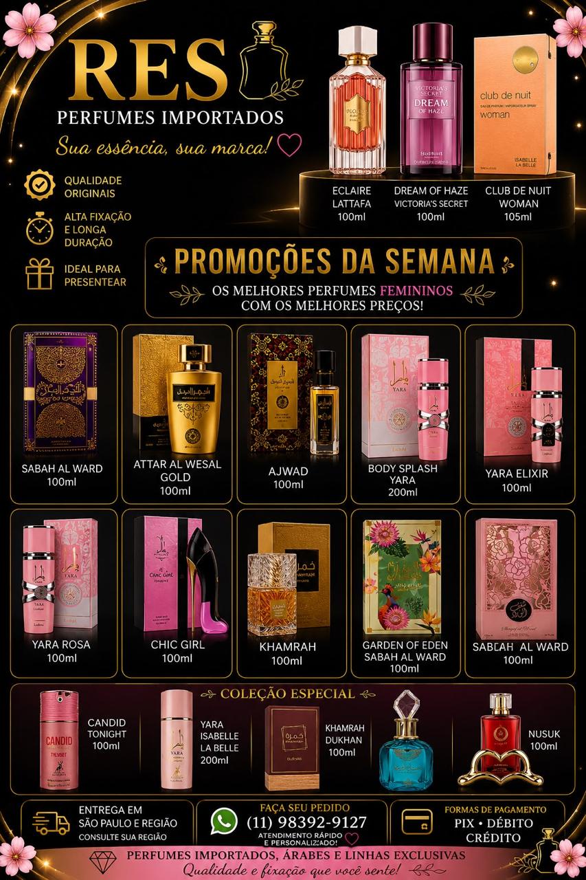 Coleção de perfumes femininos da RÊS