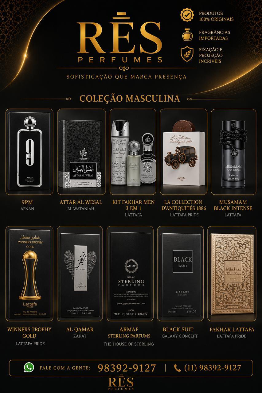 Coleção de perfumes masculinos da RÊS